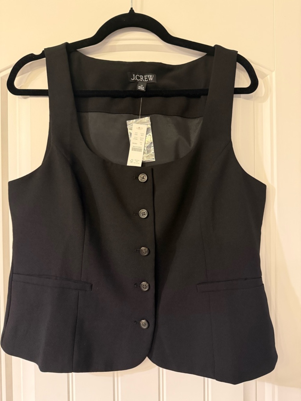 J. Crew Black Scoopneck Vest in Drapey Crepe